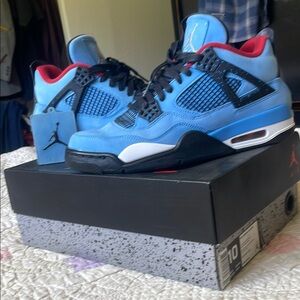 Air Jordan 4 Cactus Jack Blue and Black Sneakers